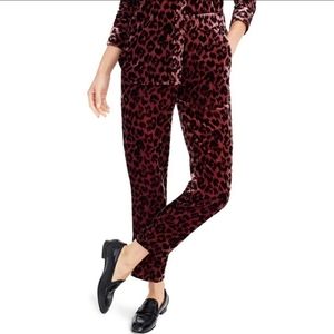 J Crew Velvet Leopard Print Pants Rose Size 10
